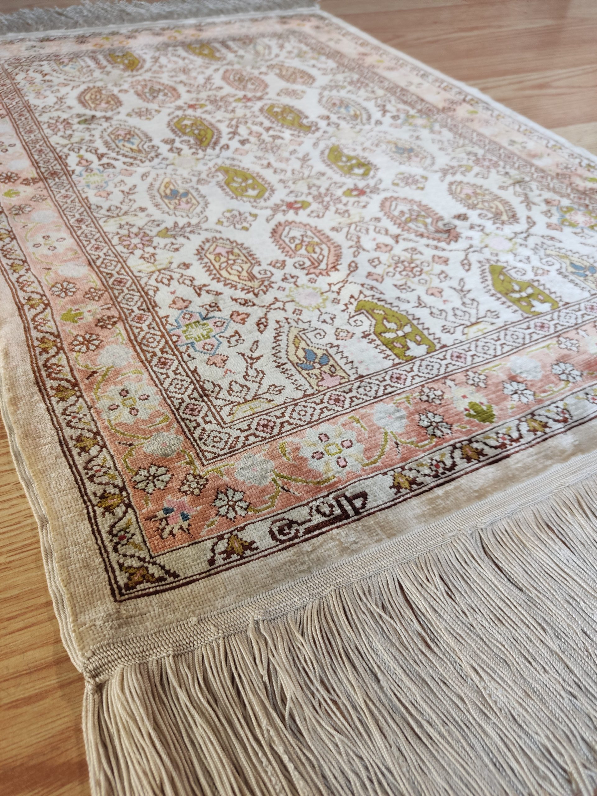 HEREKE Turc fait main pure soie design Boteh – Image 17