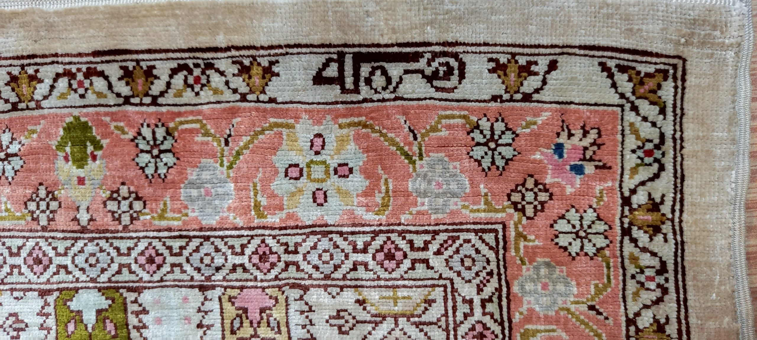 HEREKE Turc fait main pure soie design Boteh – Image 7