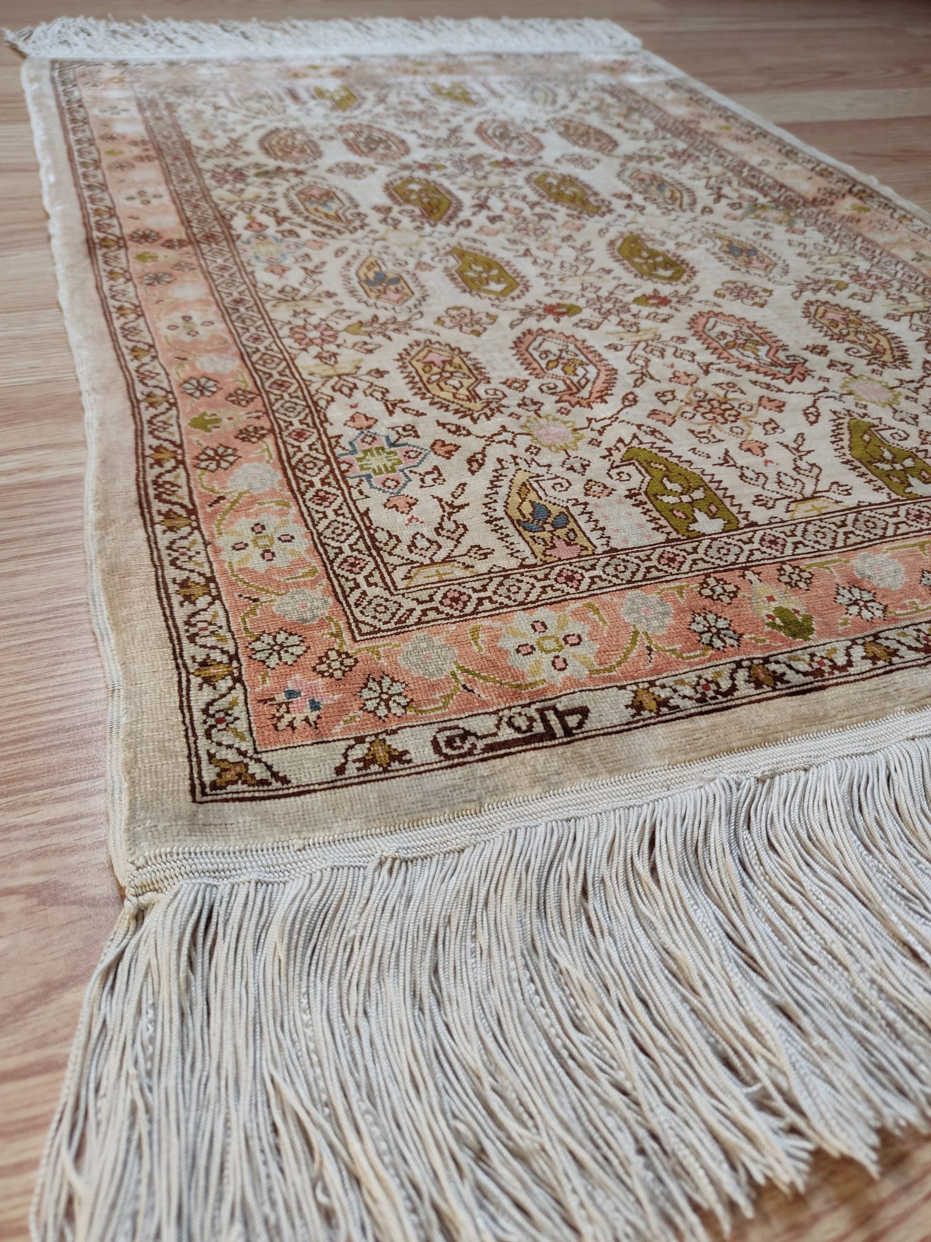 HEREKE Turc fait main pure soie design Boteh – Image 18