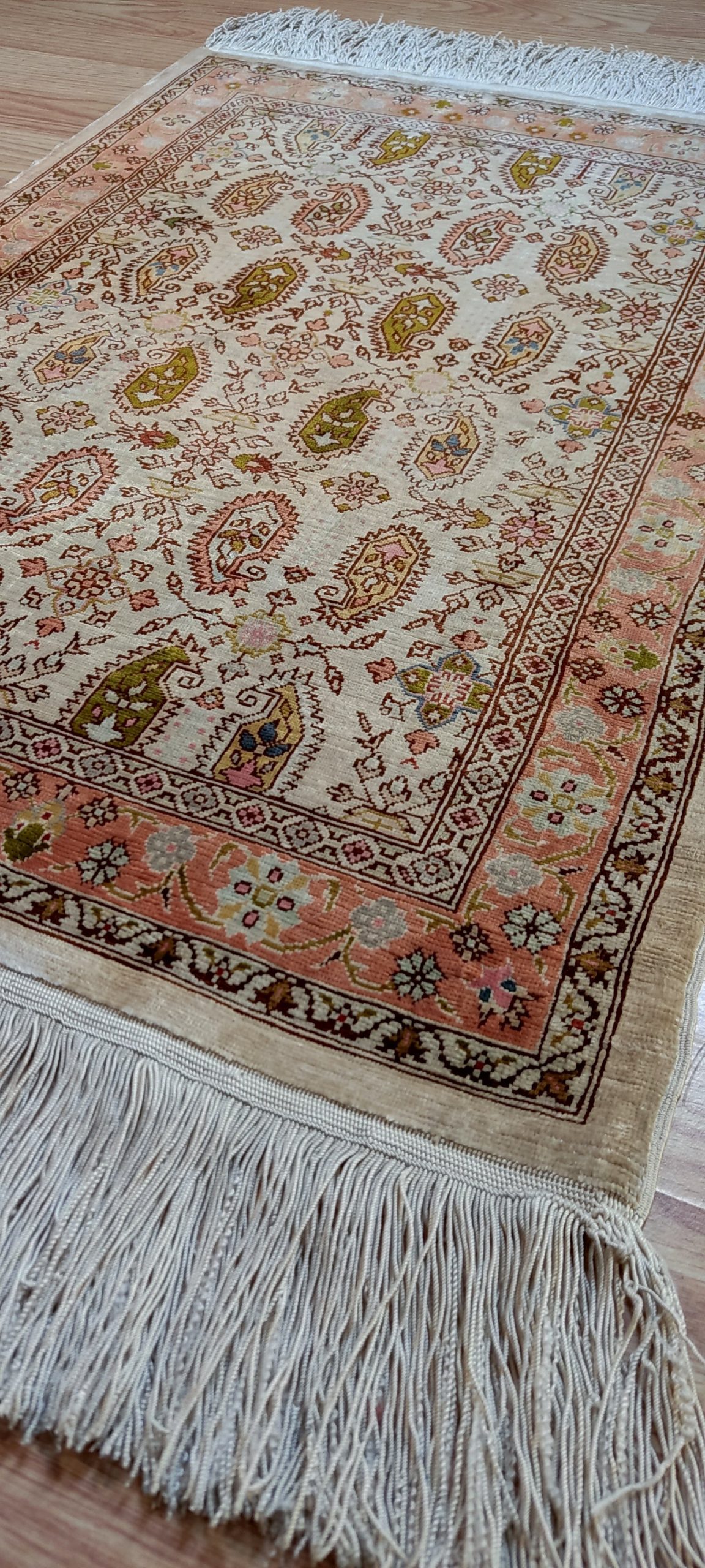 HEREKE Turc fait main pure soie design Boteh – Image 12