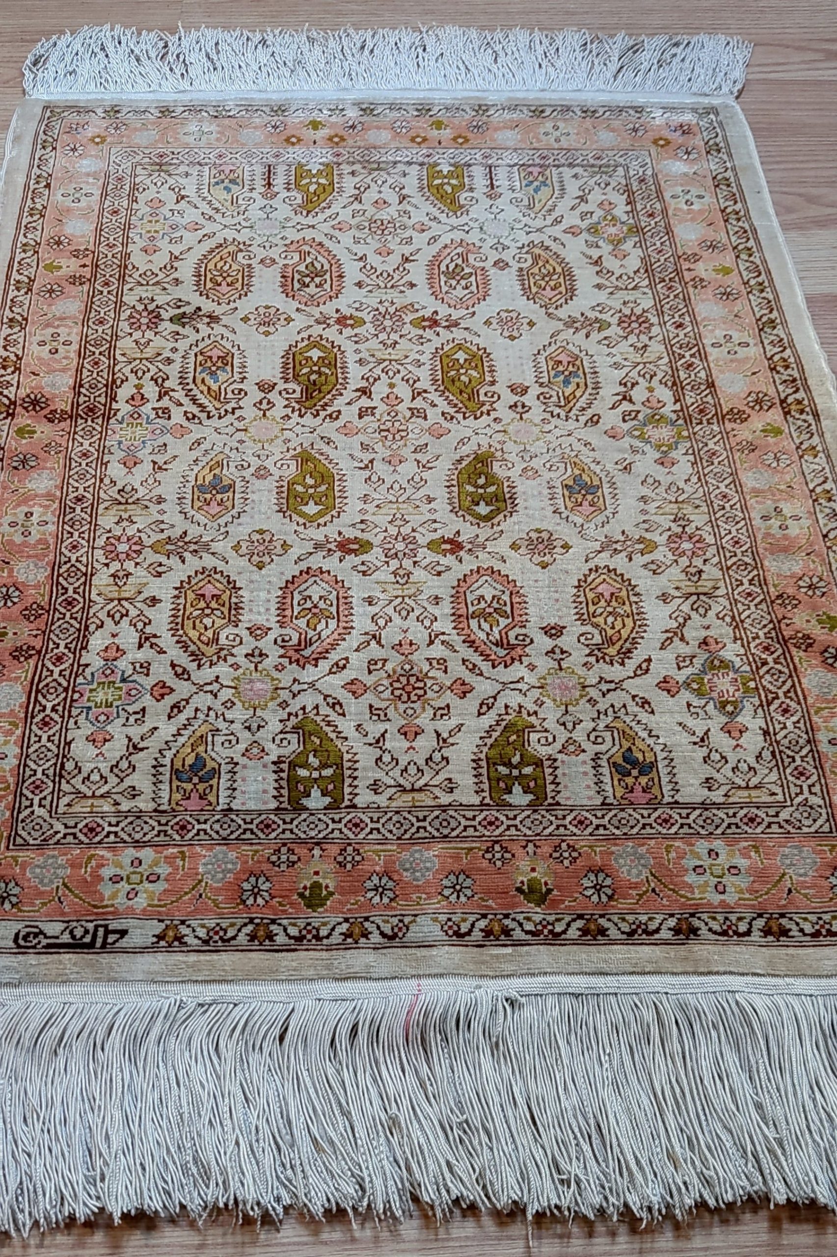 HEREKE Turc fait main pure soie design Boteh – Image 9