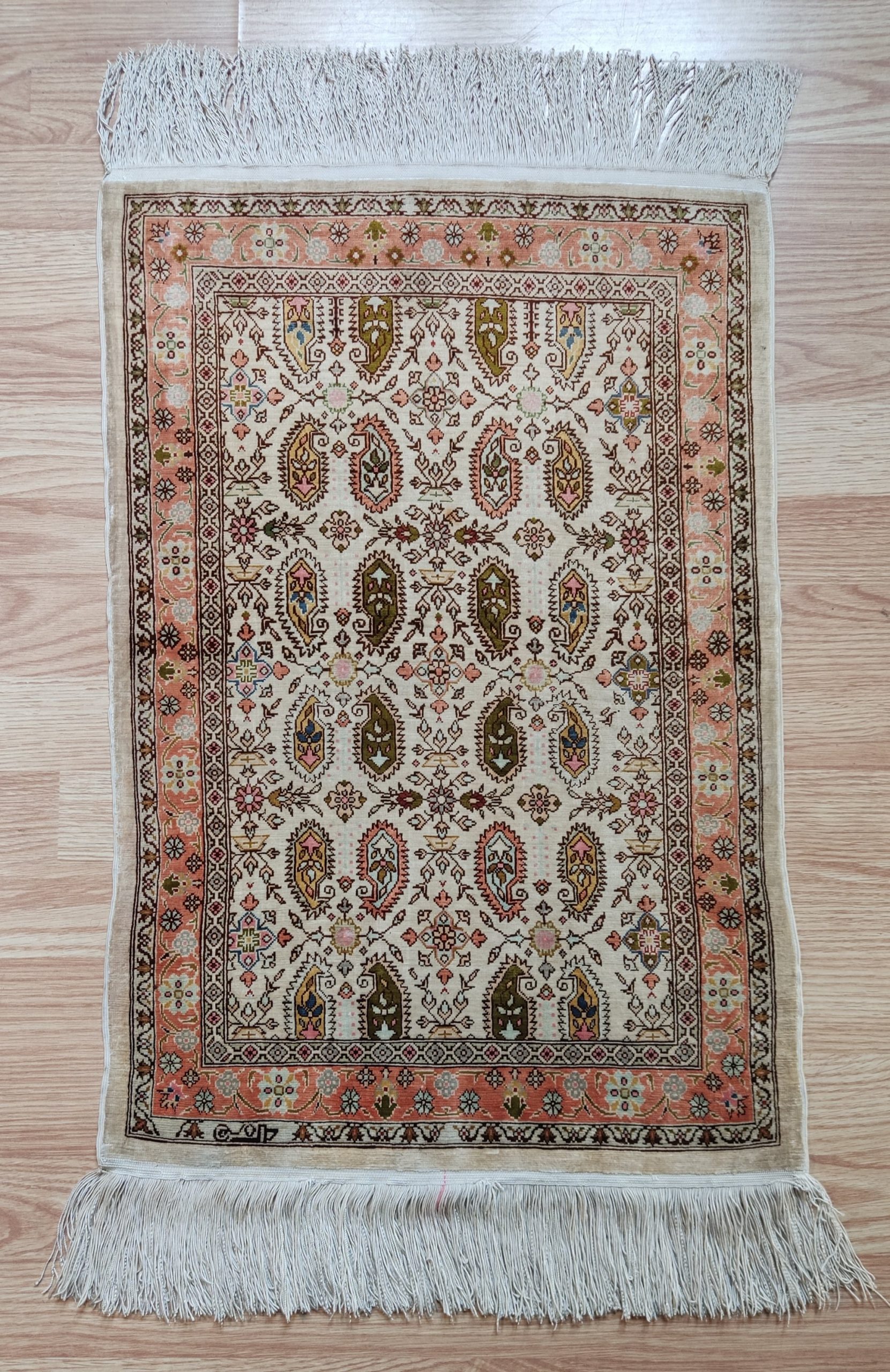 HEREKE Turc fait main pure soie design Boteh – Image 13