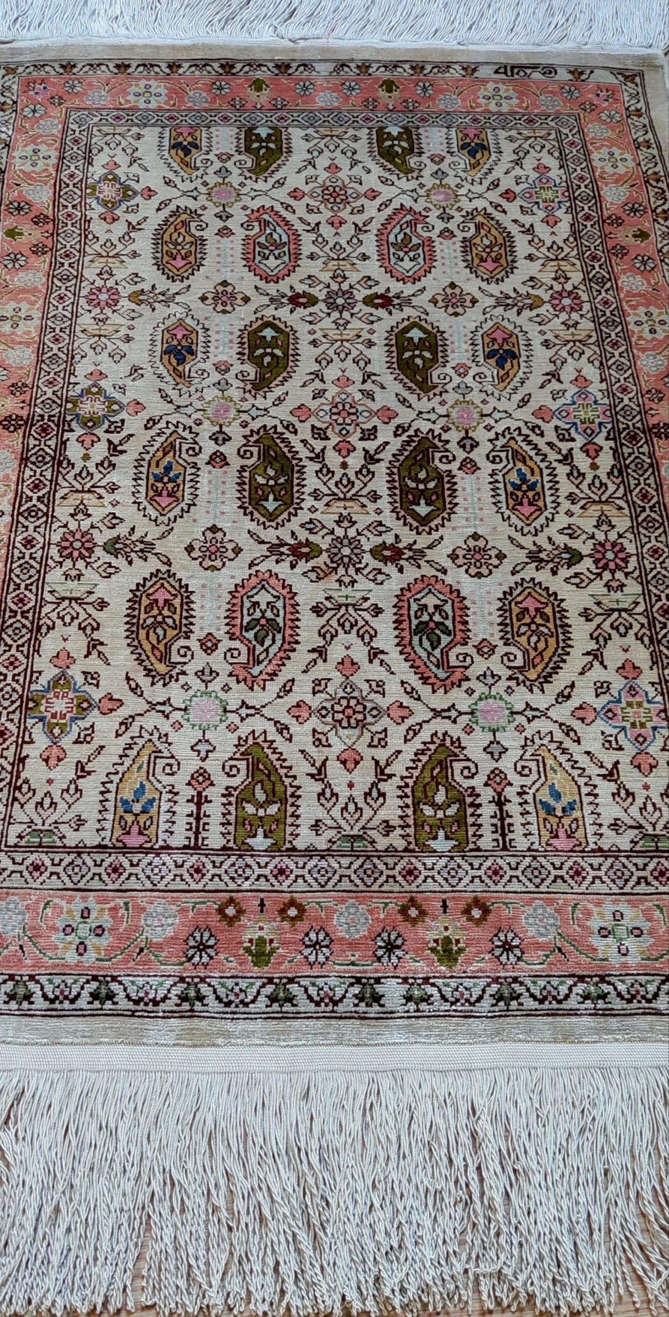 HEREKE Turc fait main pure soie design Boteh – Image 11