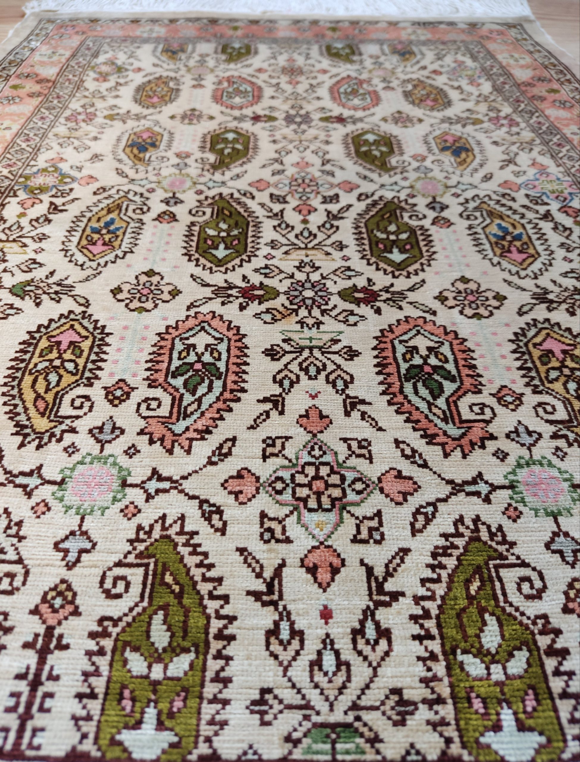 HEREKE Turc fait main pure soie design Boteh – Image 5