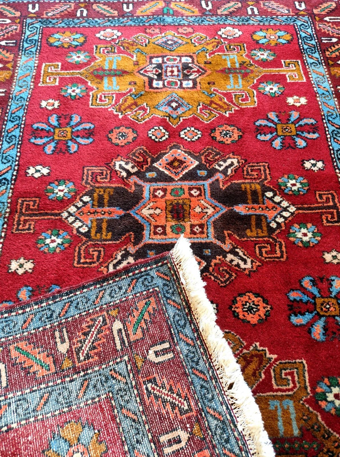 Tapis Derbent Azerbaijanais rare à triple médaillon – Image 9